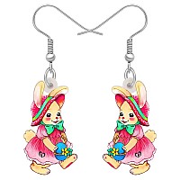 Bonsny Acrylic Drop Dangle Easter Basket Bunny Hare Rabbit Earrings Jewelry For Women Gift Charms Candy