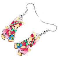 Bonsny Acrylic Drop Dangle Easter Basket Bunny Hare Rabbit Earrings Jewelry For Women Gift Charms Candy