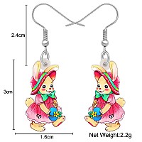 Bonsny Acrylic Drop Dangle Easter Basket Bunny Hare Rabbit Earrings Jewelry For Women Gift Charms Candy