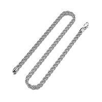 Asdull 925 Sterling Silver Clasp 4Mm Silver Rope Chain Necklace For Men Silver Link Chain For Women 16 Inches