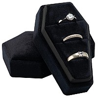 Giftop Velvet Coffin Ring Box Case Holder 3 Slots For Gothic Wedding Ceremonygothic Jewelry Organizer Decorations Black