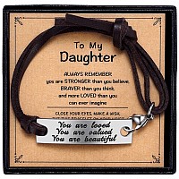 Mixjoy Daughter Inspire Reminder Leather Bracelet You Are Loved Valued Self Worth Positive Affirmation Strength Words Project Br