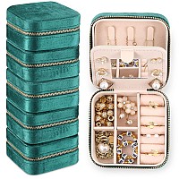 Yinkin 6 Pcs Travel Jewelry Case Portable Bridesmaid Gift Box Velvet Jewelry Box Small Travel Jewelry Organizer Mini Plush Jewel