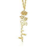 Birth Flower Custom Name Necklace 18K Gold Plated Nameplate Customized Jewelry Personalized Necklace Gift For Women Girls