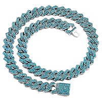 Loumssiy Silver Plated Bling Miami Cuban Link Chain For Men Women Iced Out Miami Cuban Necklace Diamond Chain For Men 14Mm Color