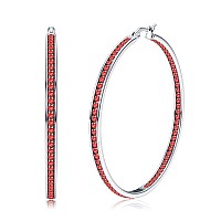 Orazio Stainless Steel Women Hoop Earrings Cute Huggie Earrings Cubic Zirconia Inlaid 50Mmred