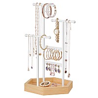 Songmics Jewelry Holder Christmas Gifts Jewelry Organizer 4 Independent Zones Jewelry Display Stand With Metal Frame Neckla