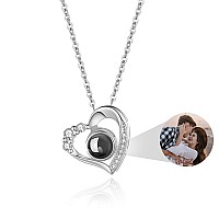 Easycosy Personalized Picture Necklace Projection Necklace With Photo Inside Custom Photo Heart Pendant Necklace Valentines