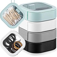 Kathfly 4 Pcs Hair Tie Organizer Portable Hair Accessory Storage Containers Stackable Hair Tie Bobby Pin Holder Home Cotton Swab