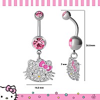 Hello Kitty Belly Button Ring 14G Stainless Steel Kawaii Belly Button Piercing Jewelry Sanrio Official License