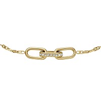 Fossil Womens Stainless Steel Goldtone Heritage Dlink Glitz Chain Bracelet Color Gold Model Jf04525710