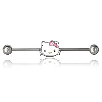 Hello Kitty Industrial Piercing Jewelry 14G Stainless Steel Kawaii Barbell Cartilage Earring Sanrio Official License