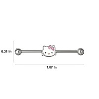 Hello Kitty Industrial Piercing Jewelry 14G Stainless Steel Kawaii Barbell Cartilage Earring Sanrio Official License