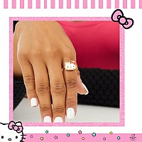 Hello Kitty Sanrio Womens Enamel And Crystal Face Ring Size 7 18Kt Yellow Flash Plated Ring Officially Licensed