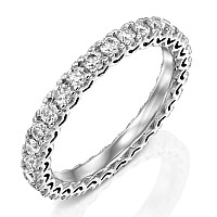 10 Carat Total Weight Moissanite Diamond D Color Vvs Clarity Round Brilliant Shape In 18K White Gold Over Silver Eternity Ring