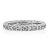 10 Carat Total Weight Moissanite Diamond D Color Vvs Clarity Round Brilliant Shape In 18K White Gold Over Silver Eternity Ring