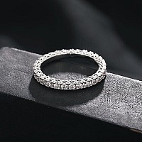 10 Carat Total Weight Moissanite Diamond D Color Vvs Clarity Round Brilliant Shape In 18K White Gold Over Silver Eternity Ring