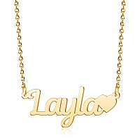 Cly Jewelry Nameplate Custom Neckalce 18K Gold Plated Name Plate Necklace With Name Customized Heart Pendant Personalized Gift F