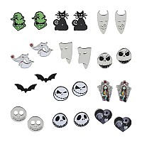 Bioworld Nightmare Before Christmas Large Stud Earring Set Oogie Mask Jack Skellington Sally Zero Bat And Cat Advent Ca