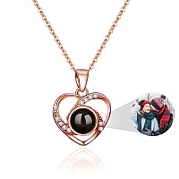 Easycosy Personalized Picture Necklace Projection Necklace With Photo Inside Custom Photo Pendant Necklace Love Memorial Gif