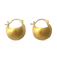 Brushed Basket Hoop Earringsmatte Gold Hoop Earrings18K Gold Platedbrushed Gold Drop Earrings For Womengold Brushed Ball Ova