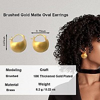 Brushed Basket Hoop Earringsmatte Gold Hoop Earrings18K Gold Platedbrushed Gold Drop Earrings For Womengold Brushed Ball Ova