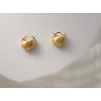 Brushed Basket Hoop Earringsmatte Gold Hoop Earrings18K Gold Platedbrushed Gold Drop Earrings For Womengold Brushed Ball Ova