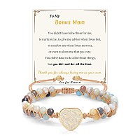 Sistble Bonus Mom Gifts Mom Birthday Gifts Bonus Mom Bracelet From Bonus Daughter Son Jasper Heart Bracelets For Women Thanksgi