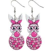 Cute Acrylic Wooden Easter Rabbit Bunny Drop Earrings Mushroom Colorful Holiday Easter Eggs Flower Basket Dangle Earrings For Wo