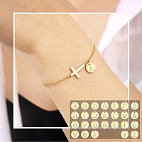 Stocking Stuffers For Adults Cross Bracelet Initial M Gold Link Chain Bracelets Christian Gifts For Women Teens Religious Bapti