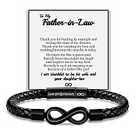 Sistble Leather Bracelet For Men Fatherinlaw Gifts I Love You Gifts For Him Infinity Knot Bracelets Black Cuff Birthday Retire