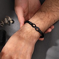 Sistble Leather Bracelet For Men Fatherinlaw Gifts I Love You Gifts For Him Infinity Knot Bracelets Black Cuff Birthday Retire