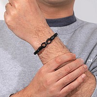 Sistble Leather Bracelet For Men Fatherinlaw Gifts I Love You Gifts For Him Infinity Knot Bracelets Black Cuff Birthday Retire