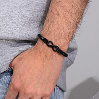 Sistble Leather Bracelet For Men Fatherinlaw Gifts I Love You Gifts For Him Infinity Knot Bracelets Black Cuff Birthday Retire