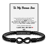 Sistble Leather Bracelet Birthday Gifts For Men Bonus Son Infinity Knot Mens Cuff Bracelet Love You Forever Christmas Gift Baske