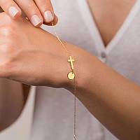 Baylay Gold Bracelets For Women Trendy Cross Bracelet For Women 14K Gold Plated Dainty Initial Y Letter Bracelet Religious Bap