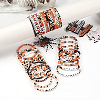 Twinfree 36Pcs Halloween Bracelets Spooky Boo Beaded Stretch Bracelets For Women Men