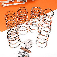 Twinfree 36Pcs Halloween Bracelets Spooky Boo Beaded Stretch Bracelets For Women Men