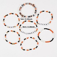 Twinfree 36Pcs Halloween Bracelets Spooky Boo Beaded Stretch Bracelets For Women Men