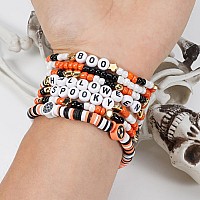 Twinfree 36Pcs Halloween Bracelets Spooky Boo Beaded Stretch Bracelets For Women Men