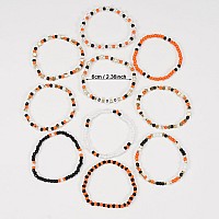 Twinfree 10Pcs Boo Halloween Bracelets For Women Beaded Stackable Stretchy Bracelets