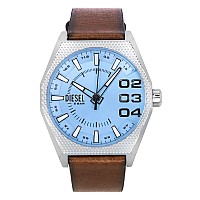 Diesel Scraper Leather Strap Blue Dial Quartz Dz2174 Mens Watch