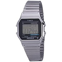 Timex Mens T78582 Classic Digital Silver-Tone Extra-Long Stainless Steel Expansion Band Watch