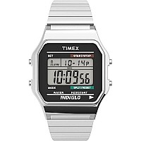 Timex Men'S T78587 Classic Digital Silver-Tone Stainless Steel Expansion Band Watch