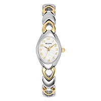 Bulova Ladies Classic Twotone Stainless Steel 3Hand Quartz White Patterned Dial Style 98V02