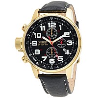 Invicta Mens Iforce Left Handed Quartz Watch With Leather Strap Black Model 3330