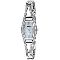 Armitron Women's 75/3531MPSV Genuine Crystal Accented Silver-Tone Bangle Watch