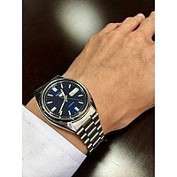 Seiko SNXS77 Automatic Blue Day Date Dial Silver Steel Bracelet Men Watch NEW