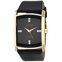 Armitron Men's 204604BKGPBK Genuine Crystal Accented Gold-Tone Black Leather Strap Watch