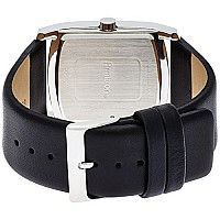 Armitron Mens 204604DBSVBK Dress Genuine Crystal Accented Silver-Tone Black Leather Strap Watch